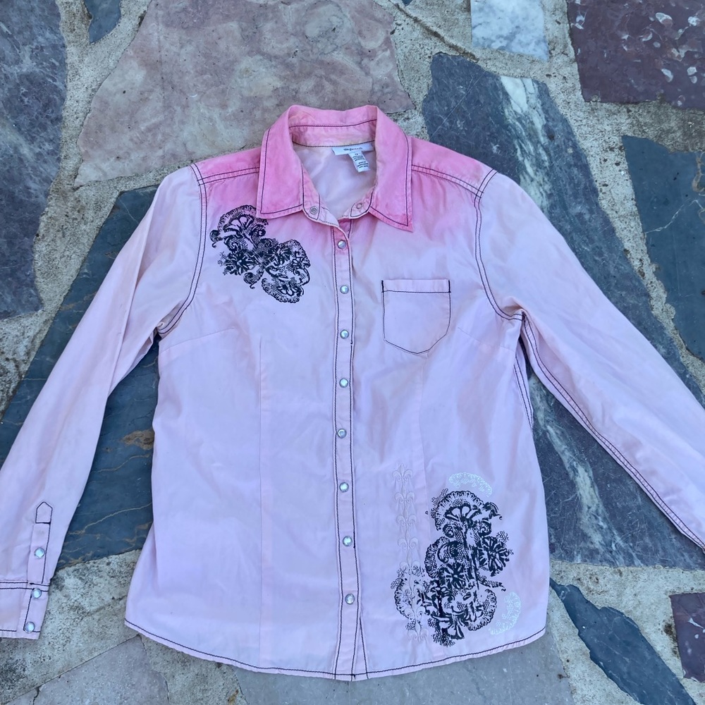 Pink button up blouse